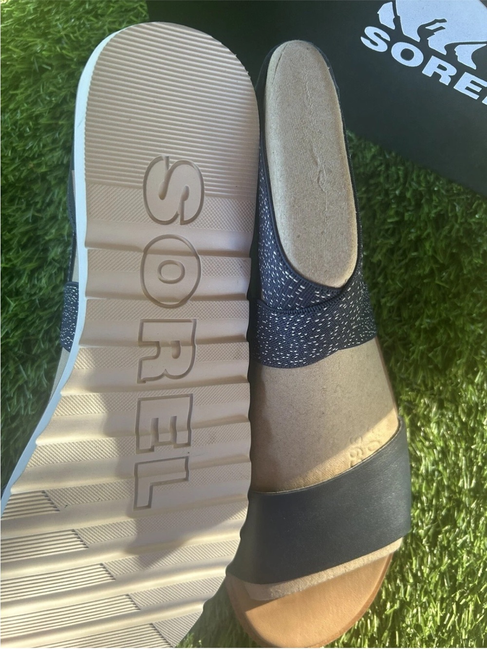 SOREL WOMENS ELLA II SANDALS NOCTURNAL/SEA SALT NEW WITH BOX - Picture 4 of 5